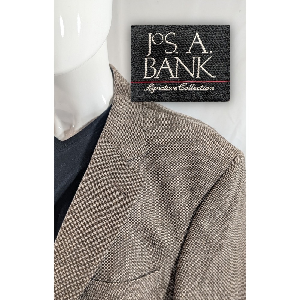 Jos. A. Bank Blazer Coat Suit Jacket Silk Wool Birdseye Burlap 46R 48" EUC